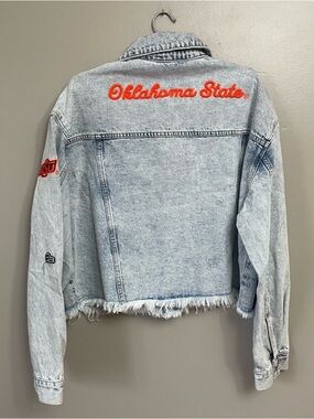 HYPE & VICE women’s size XL Oklahoma
 State Denim Jacket Cowboys Trucker